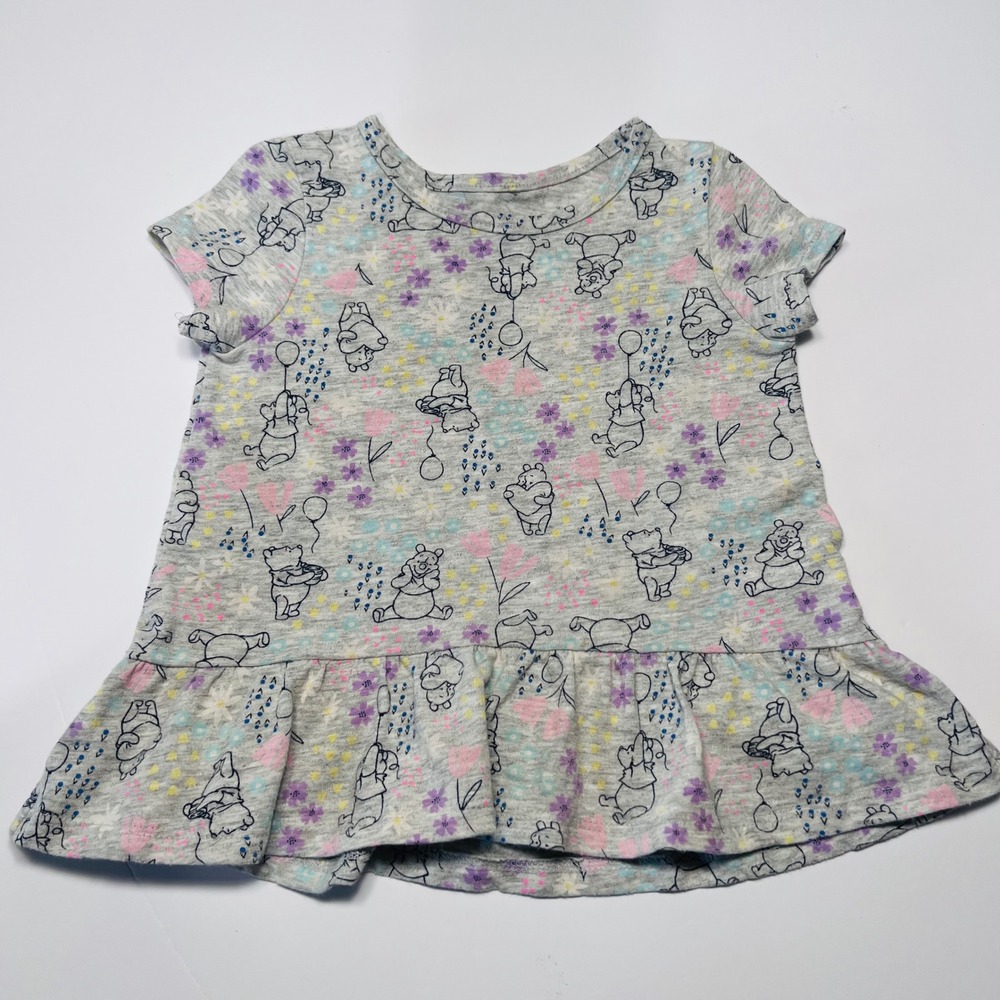 Disney Winnie the Pooh Jumping Beans Toddler Girls Ruffle Hem Tee 18 Months